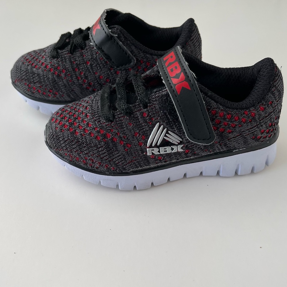 Reebok Red and Black Toddler Sneakers with Velcro Strap and Laces Size 6
